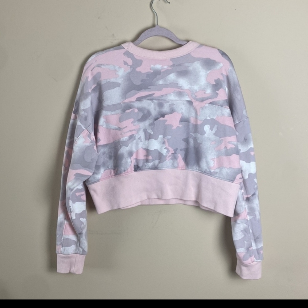 ADIDAS Orginal Camo Cropped Sweatshirt Sweater Pink Gray Size Small - Picture 6 of 10